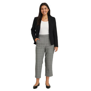 Women's LOFT Gray & Black Plaid Cropped Straight Pants Size 6